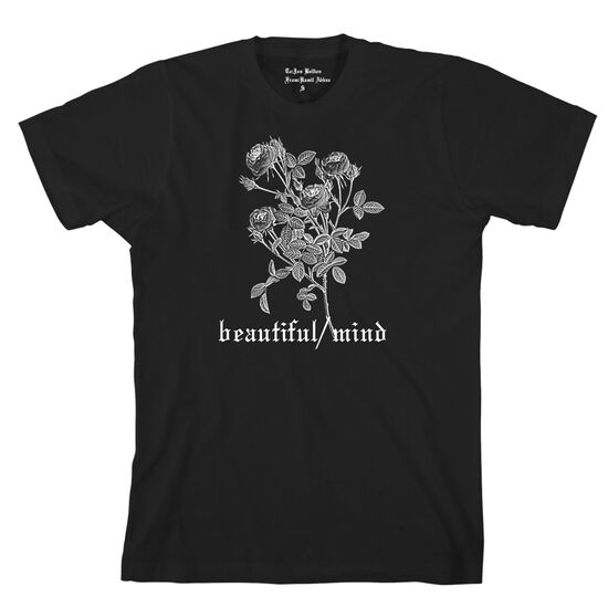 Old English Floral Black T-Shirt